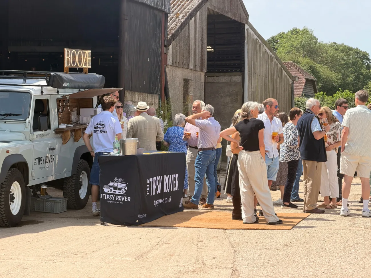 Land Rover bar at a barn event
