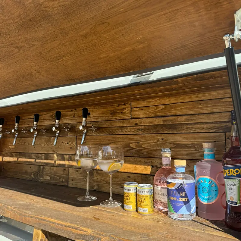 The Tipsy Rover mobile bar set up at a wedding